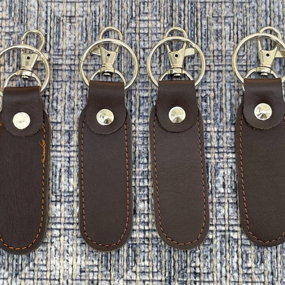 Lot of 4 Key chains Dark Brown Genuine Leather Keychain Handmade Keys Holder 4